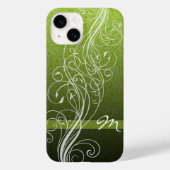Abstrakte Wirbel auf launenhaftem Grün mit Monogra Case-Mate iPhone Hülle (Rückseite)