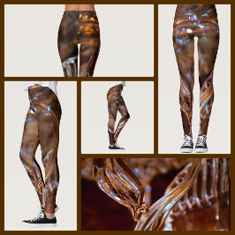 Abstrakte Wirbel aus Gold und Braun Leggings