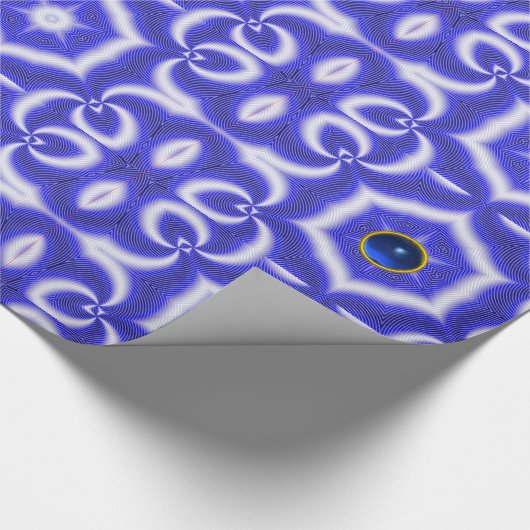 ABSTRAKTE WIRBEL, BLAUE STAR UND SAPPHIRE GEMSTONE GESCHENKPAPIER (Ecke)