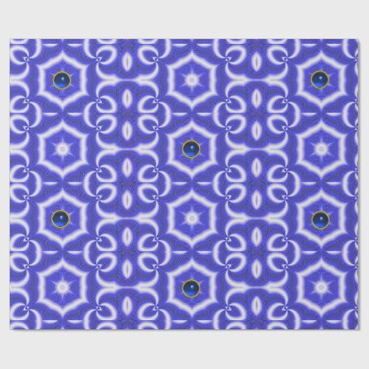 ABSTRAKTE WIRBEL, BLAUE STAR UND SAPPHIRE GEMSTONE GESCHENKPAPIER (Flach)