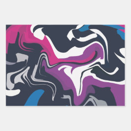 Abstrakte Wirbel Cooler und kühner Farben Geschenkpapier Set