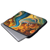 Abstrakte Wirbel der modernen Kunstfarben Laptopschutzhülle (Vorne Knopf)