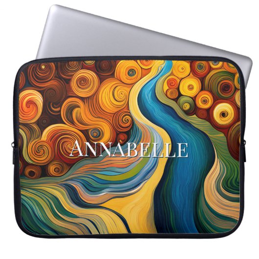 Abstrakte Wirbel der modernen Kunstfarben Laptopschutzhülle (Vorderseite)