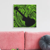 Abstrakte Wirbel Gitarre Canvas Print, grün Leinwanddruck (Insitu (Wohnzimmer))