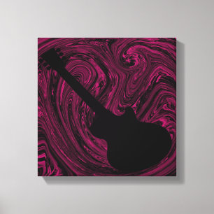 Abstrakte Wirbel Gitarre Canvas Print, Magenta Leinwanddruck
