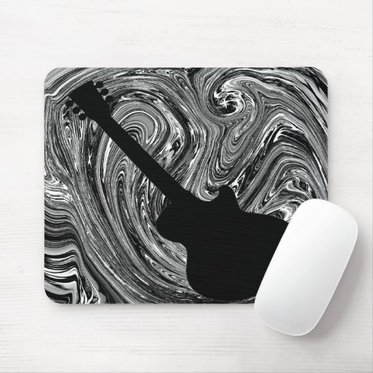 Abstrakte Wirbel Gitarre Mousepad, Black & White Mousepad (Mit Mouse)