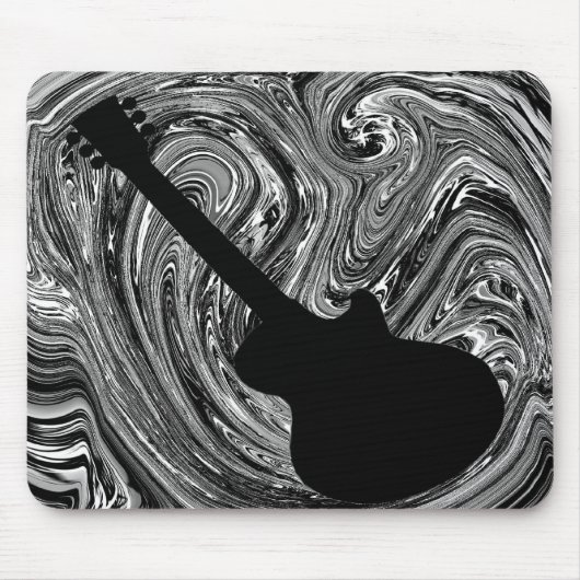 Abstrakte Wirbel Gitarre Mousepad, Black & White Mousepad (Vorne)