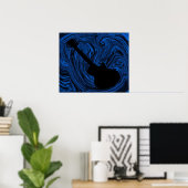 Abstrakte Wirbel Gitarrenposter, blau Poster (Heimbüro)