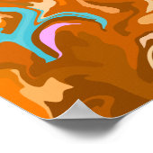 Abstrakte Wirbel in Orange und Light Blue Poster (Ecke)