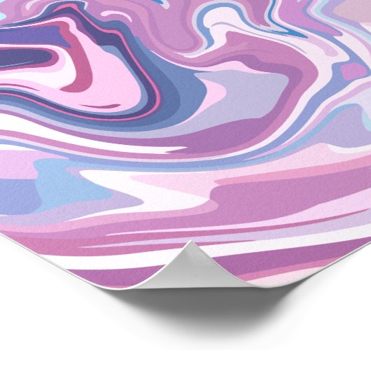 Abstrakte Wirbel in Pastellrosa und Blau beruhigen Poster (Ecke)