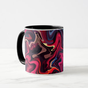 Abstrakte Wirbel in tiefroten und blauen Tönen Tasse