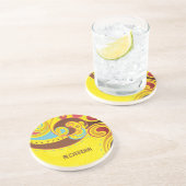 Abstrakte Wirbel-Monogramm in warmen und gelben Fa Getränkeuntersetzer (Seite)