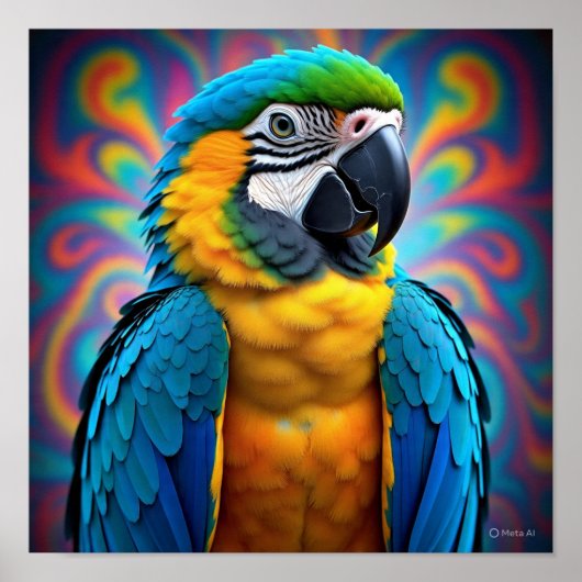 Abstrakte Wirbel Parrot Poster (Vorne)