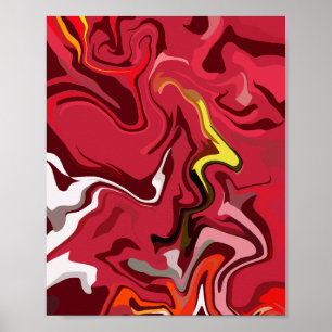 Abstrakte Wirbel von Fiery Red und Vibrany Energy Poster