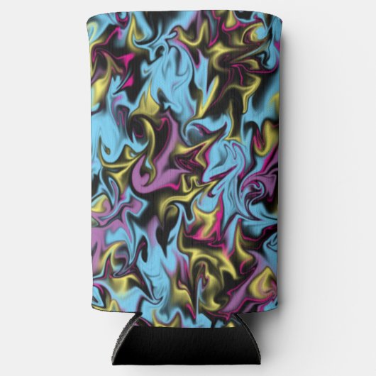 Abstrakte Wirbel von Schwarz-Gelb-Rosa-Blau Lila Selters Dosenkühler (Vorderseite)