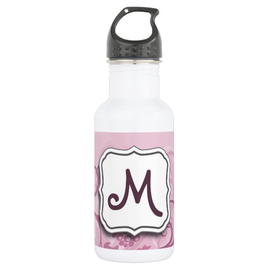 Abstrakte, wirbelfarbene Lavendel und Monogramm Edelstahlflasche (Vorderseite)