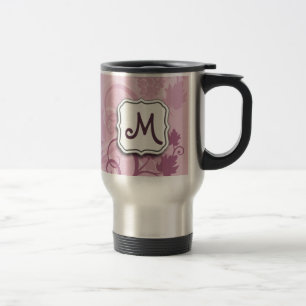 Abstrakte, wirbelfarbene Lavendel und Monogramm Reisebecher