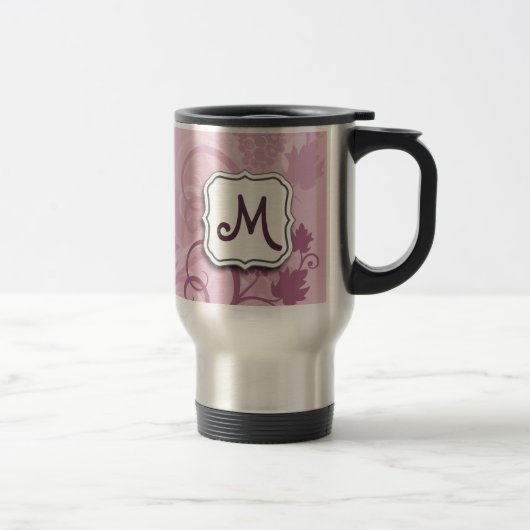 Abstrakte, wirbelfarbene Lavendel und Monogramm Reisebecher (Rechts)