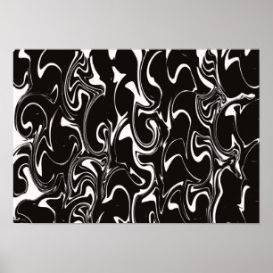 Abstrakte Wirbelkunst - Schwarz und Weiß Poster