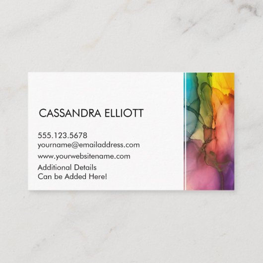 Abstrakte Wispy Colorful Alkoholink Liquid Art Visitenkarte (Rückseite)