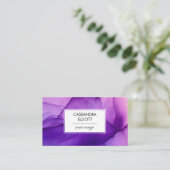 Abstrakte Wispy Lila Alkoholtinte Flüssigkeiten Ku Visitenkarte (Stehend Vorderseite)