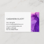 Abstrakte Wispy Lila Alkoholtinte Flüssigkeiten Ku Visitenkarte (Rückseite)