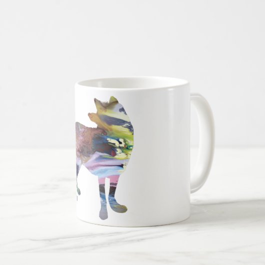 Abstrakte Wolf-Silhouette Kaffeetasse (VorderseiteRechts)