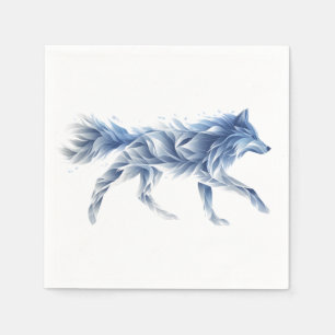 Abstrakte Wolfskunst: Geometrische Tierdarstellung Serviette