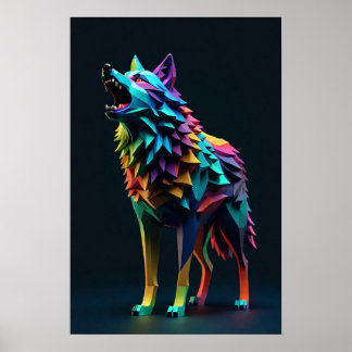 Abstrakte Wolfspolygon Poster