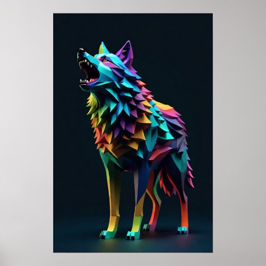 Abstrakte Wolfspolygon Poster (Vorne)