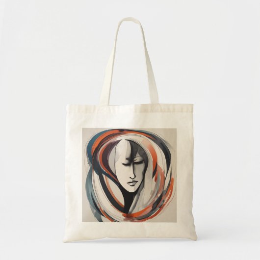 Abstrakte Woman's Face Brown Blue Tote Bag Tragetasche (Vorne)
