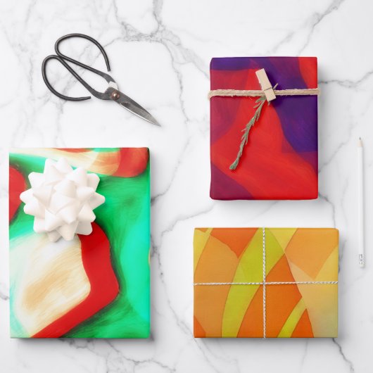 Abstrakte Wrapping Paper farbig Geschenkpapier Set (Vorderseite)