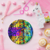 Abstrakte Würfel lila Pappteller (Party)