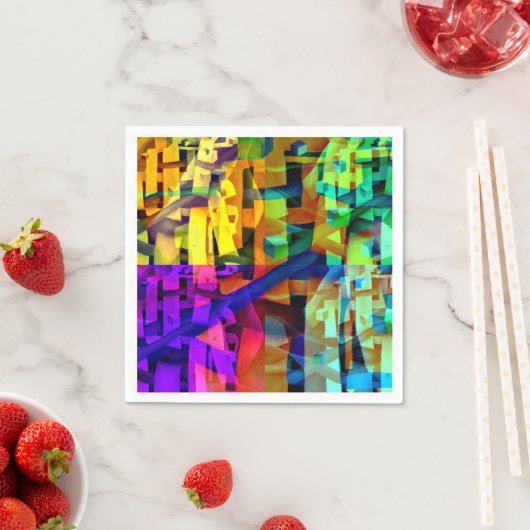 Abstrakte Würfel lila Serviette (Beispiel)