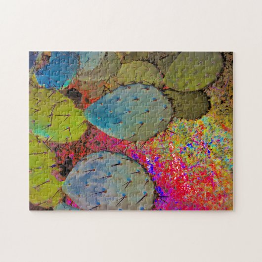 Abstrakte Wüste Prickly Pear Cactus Red and Green Puzzle (Horizontal)