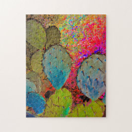 Abstrakte Wüste Prickly Pear Cactus Red and Green Puzzle