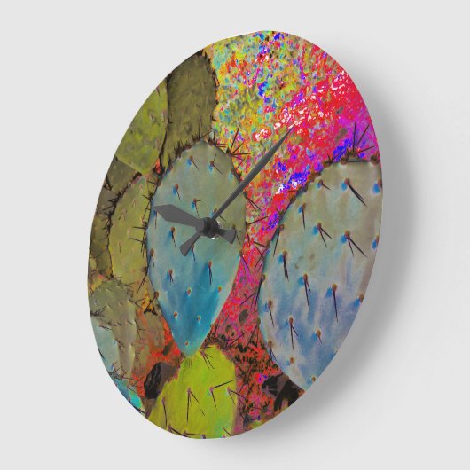 Abstrakte Wüstenkaktus Große Wanduhr (Winkel)