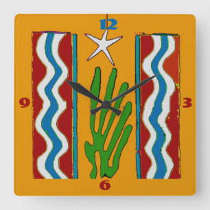 Abstrakte Wüstensternuhr Quadratische Wanduhr