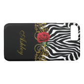 Abstrakte Zebra Blume Red Schwarz-weiß Gold Case-Mate iPhone Hülle (Rückseite (Horizontal))