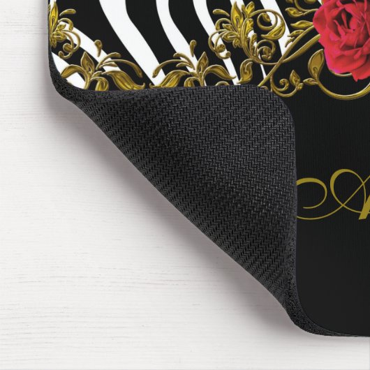 Abstrakte Zebra Blume Red Schwarz-weiß Gold Mousepad (Ecke)