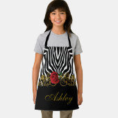 Abstrakte Zebra Blume Red Schwarz-weiß Gold Schürze (Insitu)