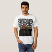 Abstrakte Zebra Blume Red Schwarz-weiß Gold        T-Shirt (Vorne ganz)