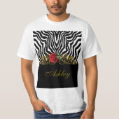 Abstrakte Zebra Blume Red Schwarz-weiß Gold        T-Shirt (Vorderseite)