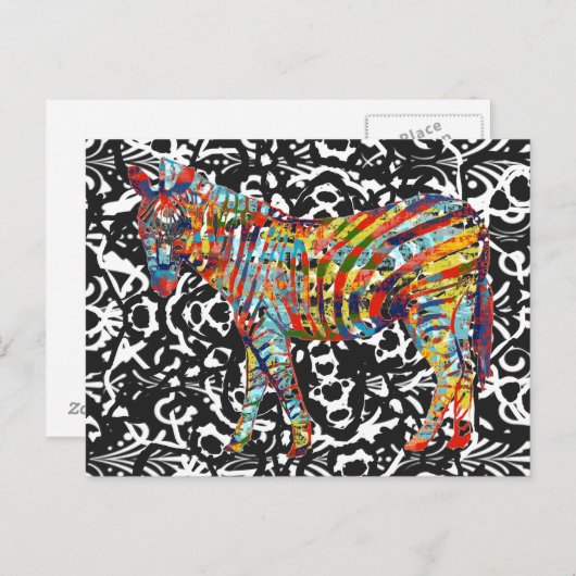 Abstrakte Zebra Kunst Postkarte (Vorne/Hinten)
