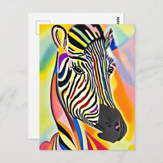 Abstrakte Zebra-Portraitmalerei Postkarte (Vorne/Hinten)