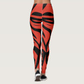 Abstrakte Zebra-Printfrauen, rot und schwarz, Legg Leggings (Rückseite)