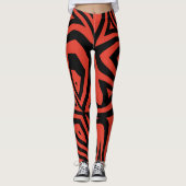 Abstrakte Zebra-Printfrauen, rot und schwarz, Legg Leggings (Vorderseite)