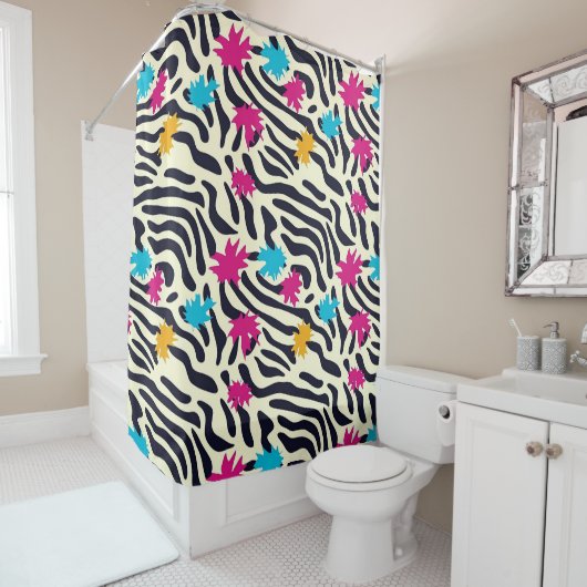 Abstrakte Zebra-Streifen mit Leaf Paint Splash Duschvorhang (Beispiel)