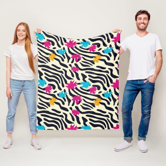 Abstrakte Zebra-Streifen mit Leaf Paint Splash Fleecedecke (Beispiel)