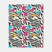 Abstrakte Zebra-Streifen mit Leaf Paint Splash Fleecedecke (Vorderseite)